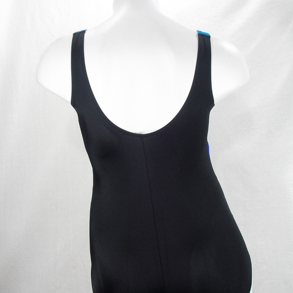 Longitude Plus Size Colorblock Plunge Tummy Control 1PC Swim NWT - Picture 4 of 6